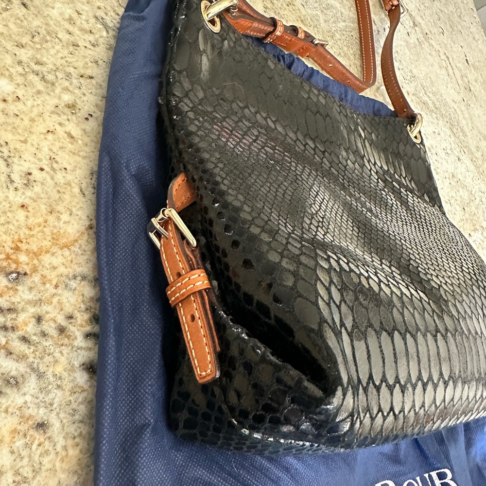 Dooney & Bourke Black Python-Embossed Shoulder Bag - image 4